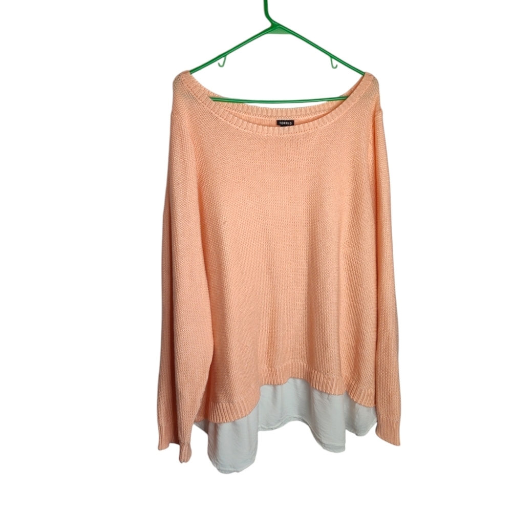 Torrid Oversized Peach Knit Scoop Neck Sweater size 4X